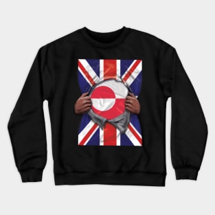 Greenland Flag Great Britain Flag Ripped - Gift for Greenlandic From Greenland Crewneck Sweatshirt